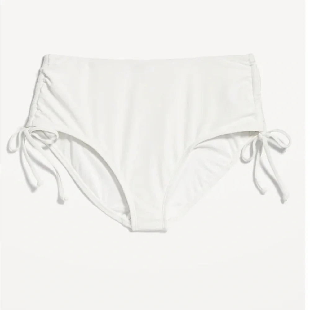 🆕 Old Navy Women’s High-Waisted Tie-Cinched Bikini Swim Bottoms White M 8-10 - Picture 6 of 13